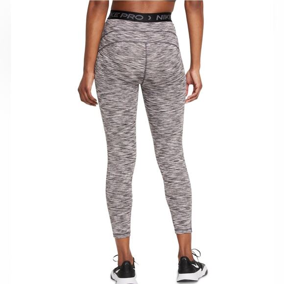 NWT Nike Pro High Rise Striped Cropped Workout Leggings Dri-Fit Women S $55 - Picture 2 of 3